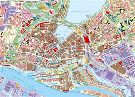 Map of the port of hamburg north of the norderelbe branch of river elbe. Diercke Weltatlas - Kartenansicht - Hamburg - Innenstadt - 978-3-14-100753-4 - 12 - 4 - 0