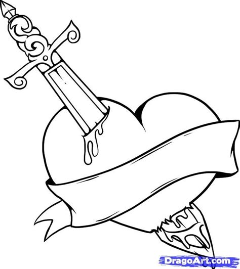 Get artistic with these free rose coloring pages for kids! Love Heart Drawings | Heart with Banner Drawing | Heart drawing, Love heart drawing, Sword art ...