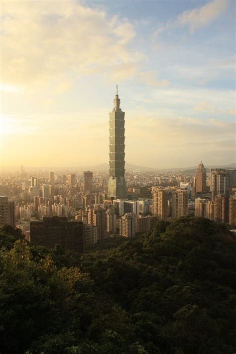 Panoramic View Taipei City At Sunset Taiwan Stock Photo Image Of