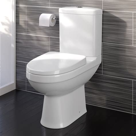 Modern White Close Coupled Toilet With Cistern Soft Close Seat Bathroom