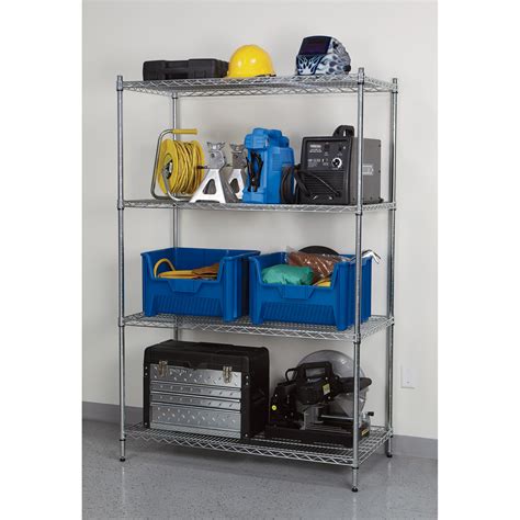 Strongway Heavy Duty Wire Shelving System — 4 Shelves 800 Lb Capacity