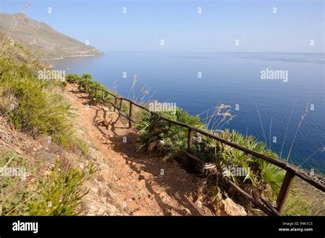 Hiking Trail Zingaro Nature Reserve San Vito Lo Capo Province Of Trapani Sicily Italy Stock