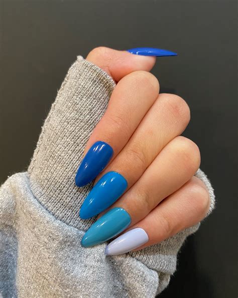 Press On Nails Blue Ombre Etsy In 2021 Press On Nails Diy Acrylic