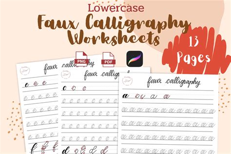 Faux Hand Lettering Practice Sheets Calligraphy Lowercase