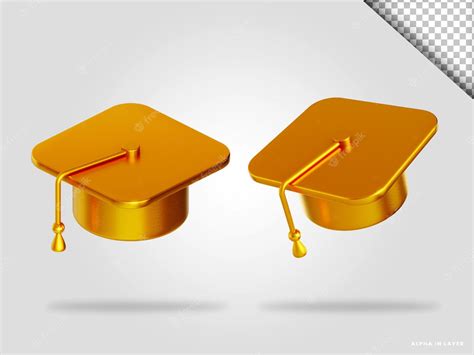 Premium Psd Golden Graduation Toga Hat 3d Render Illustration Isolated