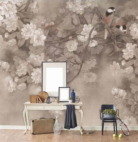 Vintage Magnolia Flower Wallpaper Removable Blossom Floral