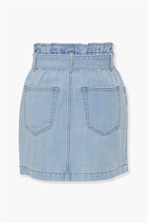 Paperbag Denim Mini Skirt Forever Light Denim Skirts Mini Skirts