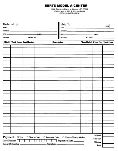 Blank Order Form Printable