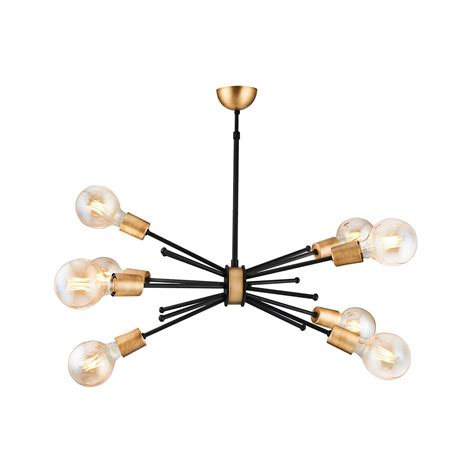 Lampada a sospensione Tubo, nero/oro - Design accessibile