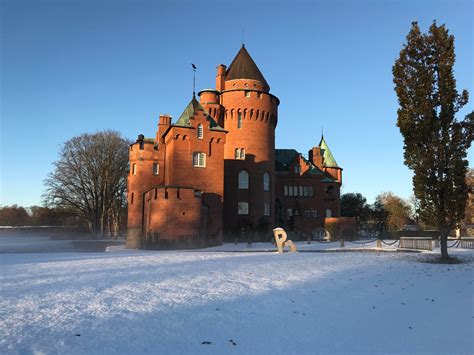 Castle in southern Sweden during the winter season. : castles