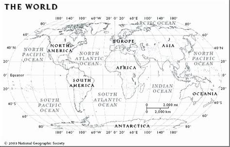Oceans And Continents Worksheets Printable Fill In The Blank World Map