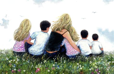 Mother And Five Children Hugging Painting By Vickie Wade