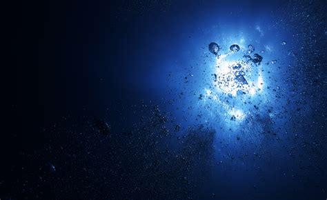 Wallpaper Water Light Bubbles Depth Dark Blue