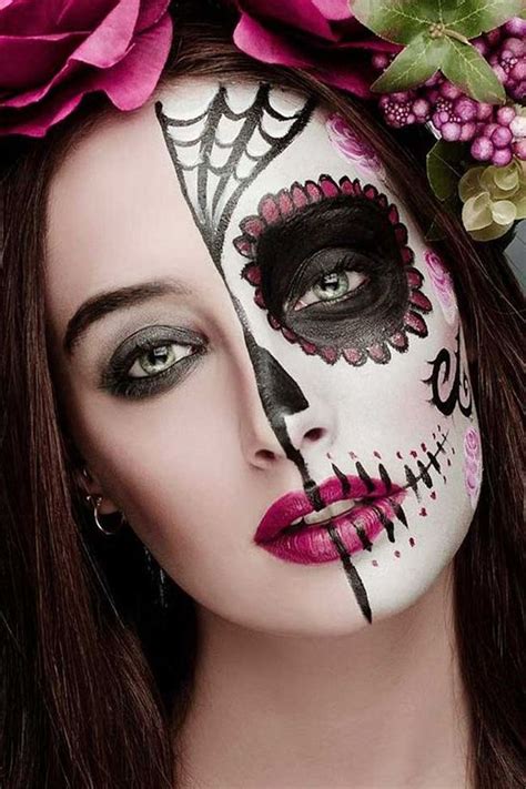 Maquiagem De Caveira Mexicana Para Halloween Halloween Makeup Sugar Skull Halloween Makeup
