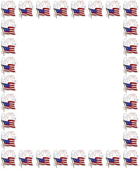 Free American 4th Of July Border Stationery Paper Free Printable