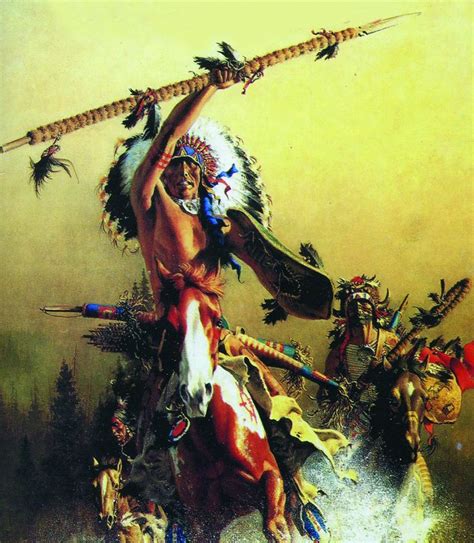Indian Warriors Charging Into Battle American Indian Wars Native