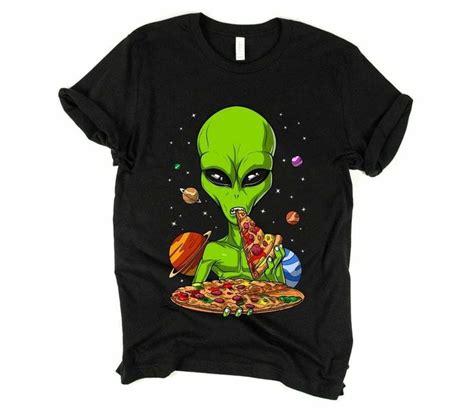 Because Aliens Mans T Shirt Tee Alien Clothes Alien Shirt Pizza Shirt