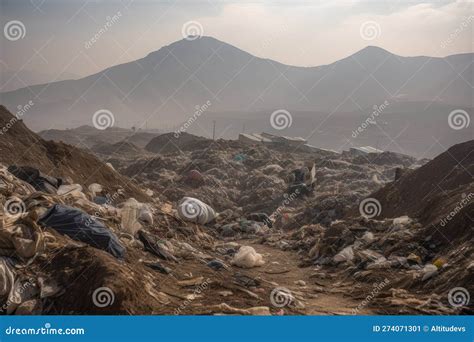 Close Up Of A Landfill With Mountains Of Trash And Debris Visible