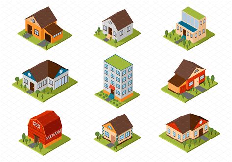 Isometric House Vector Illustration Decorative Illustrations