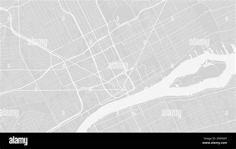 Bright Grey Vector Background Map Detroit City Area Streets And Water