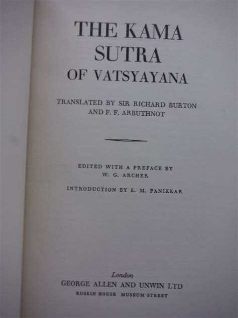 The Kama Sutra Of Vatsyayana With A Preface By W G Archer By Kama