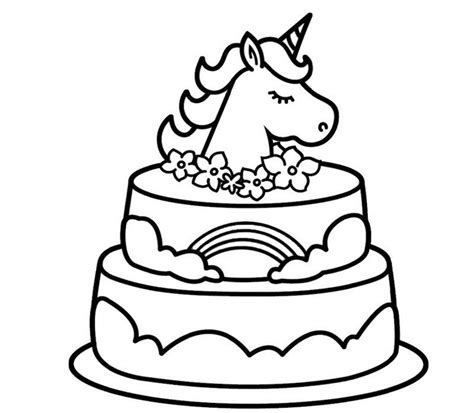 Unicorn Cake Coloring Pages Printable Free Unicorn Cake Coloring Pages