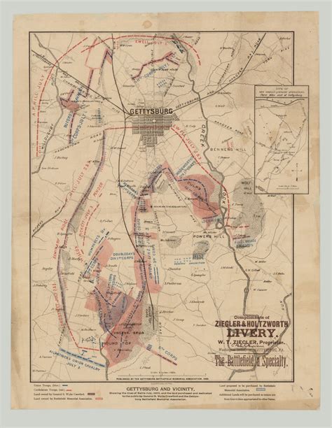 Gettysburg And Vicinity Showing The Lines Of Battle July 1863 And