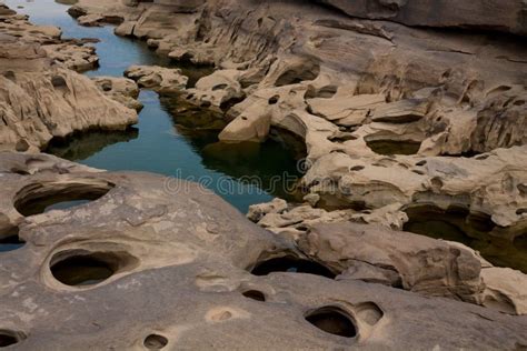 Sam Phan Bok Canyon Of Mae Khong River Stock Image Image Of Landscape