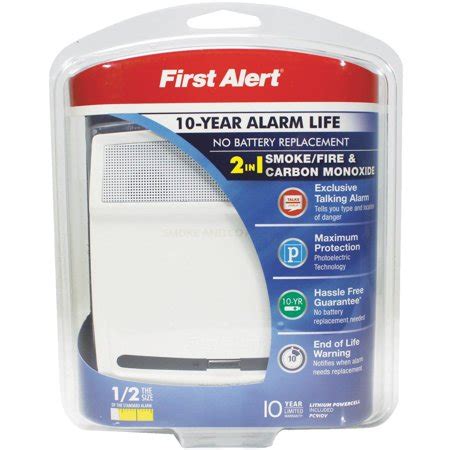 Combination smoke and carbon monoxide detector with display, battery operated smoke co alarm detector. First Alert 10 Year Battery Carbon Monoxide/Smoke Alarm ...