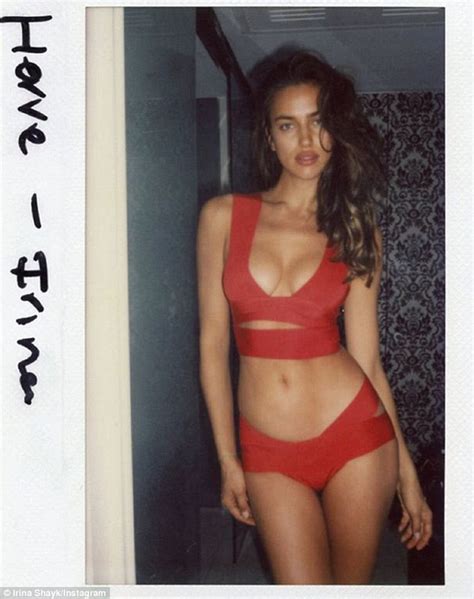 Katching My I Early Polaroid Irina Shayk Poses In Red Bandage