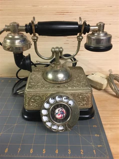 Vintage Brass French Victorian Style Rotary Dial Imperial Phone