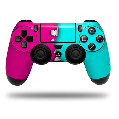 Skin Wrap For Sony Ps4 Dualshock Controller Ripped Colors Hot Pink Neon