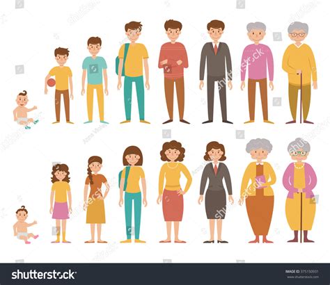 Different Ages Of Man Generations Vector Isolated Illustration