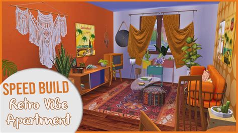 The Sims 4 Speed Build Retro Vibe Apartment Cc Links Youtube