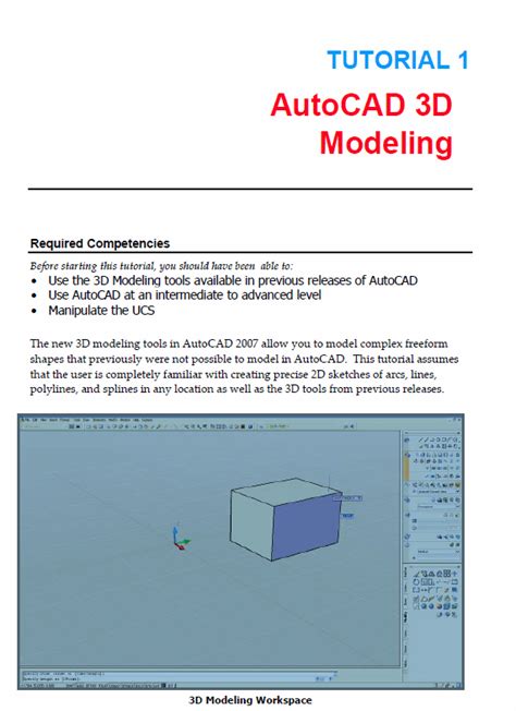 Autocad 3d Tutorial 1 Pdf Free Download Edugorilla Study Material