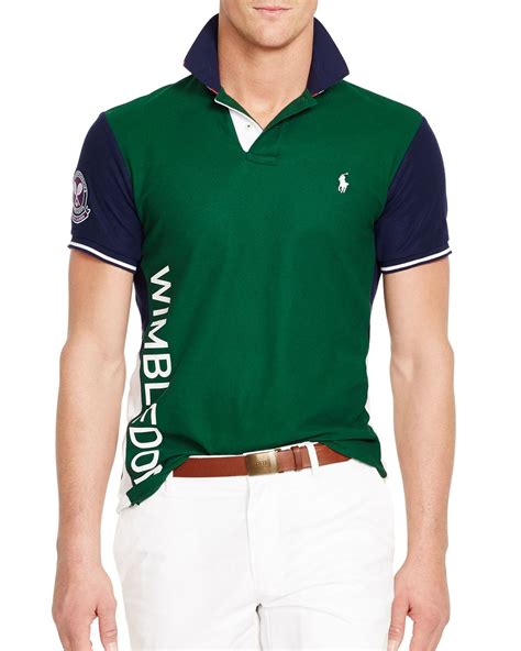 Ralph Lauren Polo Wimbledon Flag Collar Polo Shirt Slim Fit In Green