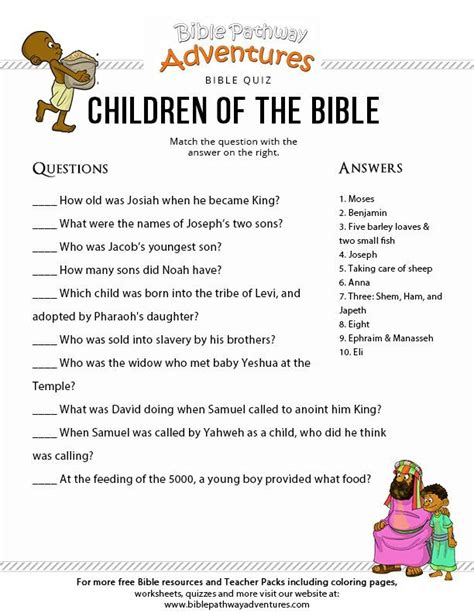 Printable Bible Quiz Children Of The Bible Bible Quiz Bible Lessons