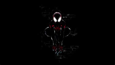Miles Morales Wallpaper 4k Spider Man Dark Black Background Artwork