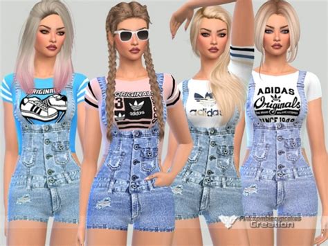 Summer Short Dungarees By Pinkzombiecupcakes At Tsr Sims 4 Updates