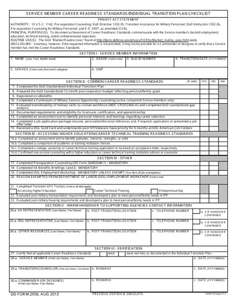 Dd Form 2958 Fill Out Sign Online And Download Fillable Pdf
