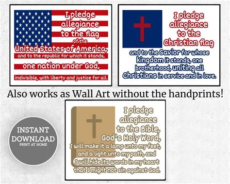 Printable Pledges Handprint Art Pledge Of Allegiance Sign Etsy Christian Flag Pledge To The