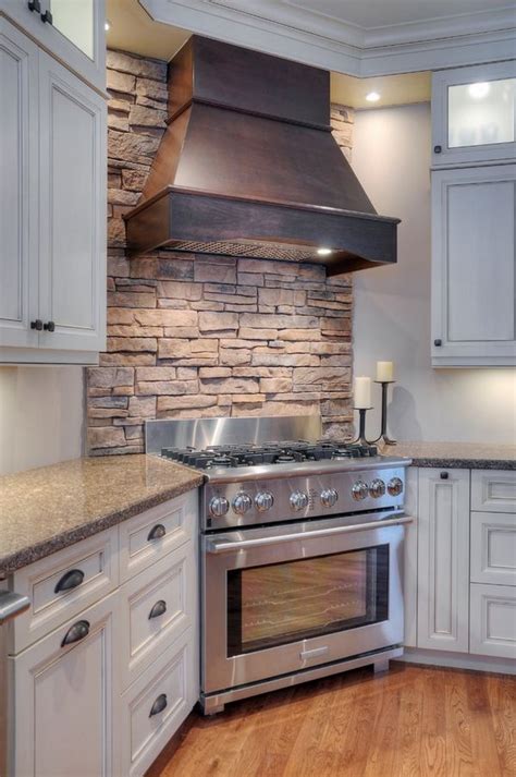 Unique Stacked Stone Backsplash Kitchen Background Desain Interior Exterior