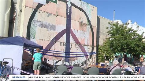 Missoula Peace Sign Reassembled Behind Jeannette Rankin Peace Center