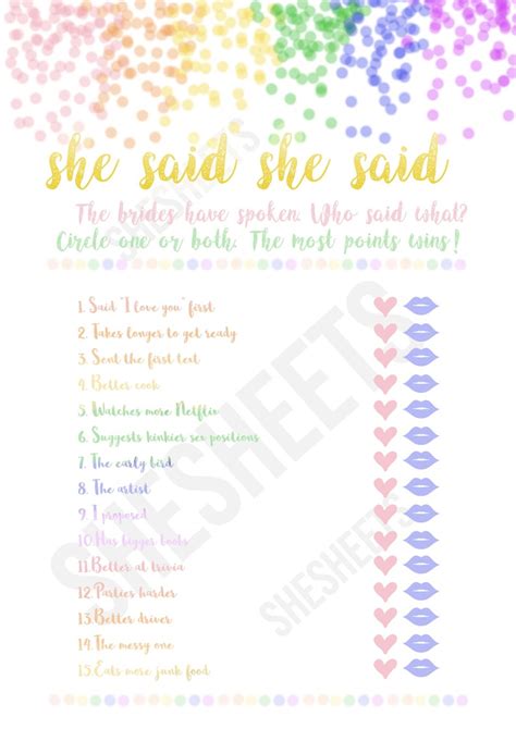 Rainbow Themed Lesbian Bridal Shower Game Ask The Brides Etsy