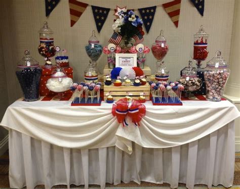 The set includes big party banners (7 h) and mini cake topper banners (1 h) in navy blue, green and white argyle, golf balls (jumbo polka dots), candy stripes and gingham patterns. "FREEDOM IS SWEET" Dessert Bar|Patriotic Themed Retirement ...