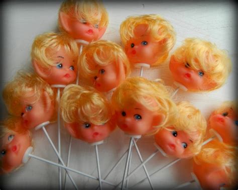 8 Tiny Vintage Doll Head Picks