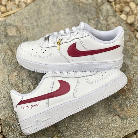 Pick Your Color Maroon Custom Nike Air Force Ones Swoosh Etsy