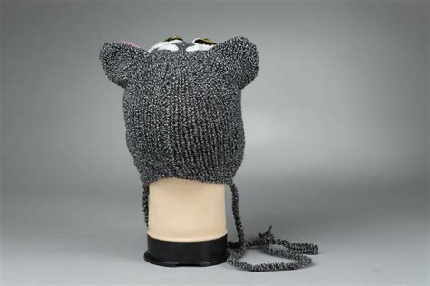 Cap knitted cat hat hip hop skullies beanies street cap unisex (black) h1. MADEHEART > Knitted hat "Grey cat"