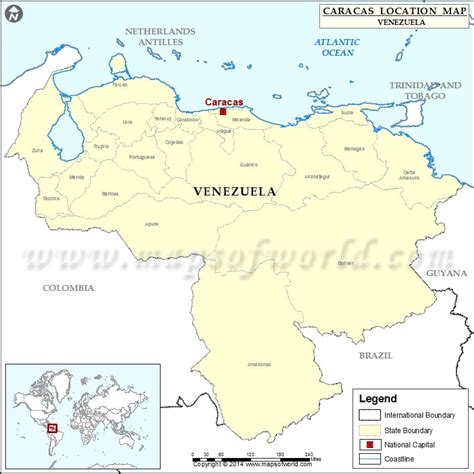 Where Is Caracas Location Of Caracas In Venezuela Map