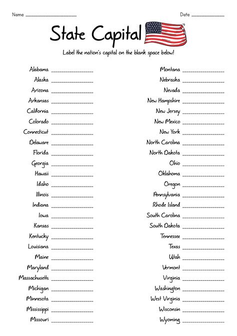 10 Worksheets On States And Capitals